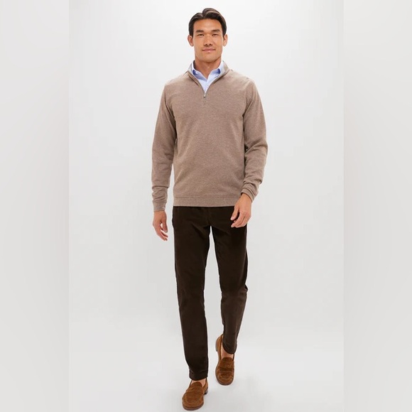 PETER MILLAR CROWN COMFORT QUARTER-ZIP PULLOVER IN POPLAR BROWN - Picture 10 of 11